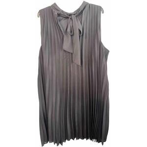 Soprano Black Women's Plus Size Sleeveless Pleated Flare Dress No Waist MIDI 3X